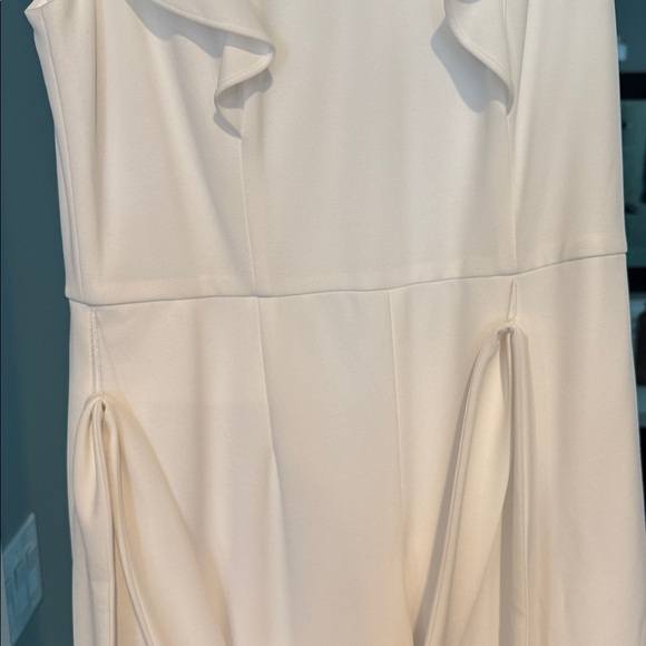 Kasper Women's Ruffled Sleeveless Wide-Leg Jumpsuit Kasper White size M - Picture 4 of 6